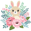 Cute rabbit with flowers