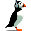 Puffins with headphones