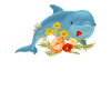 Dolphin with beautiful flowers