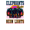 Elephant Elephants Under Neon Lights