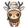 Deer Winter Comic Cute