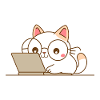 Chat kawaii au travail