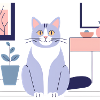 Pastel Cat in Cozy Room