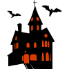 Spooky Castle with Bats Halloween