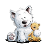 West Highland White Terrier Mit Kuscheltier