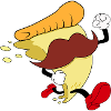 Running pizza with moustache