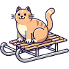 Katze auf Schlitten