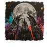 Crow Raven Howling Moon