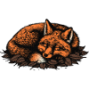 Sleeping fox on autumn leaves