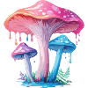 Champignon rose bleu