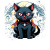 Halloween Black Cat as Vampire