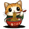 Funny cat with ramen