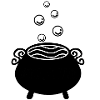 bubbling witch's cauldron black white