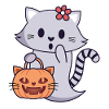 Cat Ghost with Pumpkin Bag