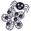 Spinne mit Spinnennetz mit Babyspinnen