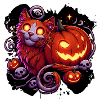 Mystical Cat & Glowing Pumpkins