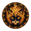 Mystical Fire Cat Mandala Design