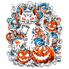 Unheimliche Katzenschädel Halloween