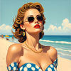 the model on the beach