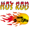 Oldtimer-Rennwagen und Flammen