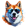 Akita Inu with sunglasses