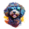Small poodle with sunglasses