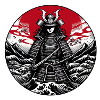 Guerrier Samouraï rouge blanc