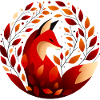 Fox and autumn leaves