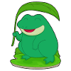 Grenouille avec une feuille comme parasol