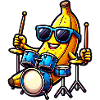 Funny banana drummer illustration