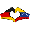 Bandera de Alemania Venezuela manos en forma de corazón