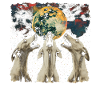 Greyhound Dog Howling Moon