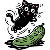 Chat effrayé et concombre