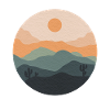 Coucher désert pastel cercle