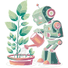 Robot qui arrose des plantes