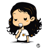 Cute cartoon girl with sweets