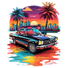 Retro Car Cruiser at Sunset