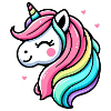 Einhorn Comic Regenbogen Herzen