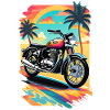 Retro motorcykel på en tropisk strand