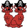 2 Pirate Cats Sabre Buccaneer Eye Patch Team