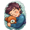 Sleeping child with teddy bear