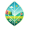 Blatt mit Frühlingslandschaft