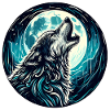 Wolf heult den Mond an