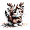 Katze mit Rentiergeweih und Pullover