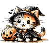 Halloween cat with pumpkin