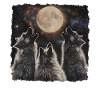 Keeshond Dog Howling Moon