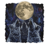 Keeshond Dog Howling Moon