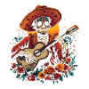 Guitariste squelette avec sombrero