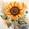 Vibrant Sunflower Watercolour Art