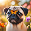 Chien intelligent avec papillon